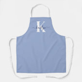 Tablier Monogramme de script bleu moderne (Recto)