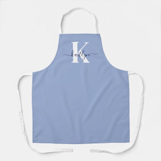 Tablier Monogramme de script bleu moderne (Recto)