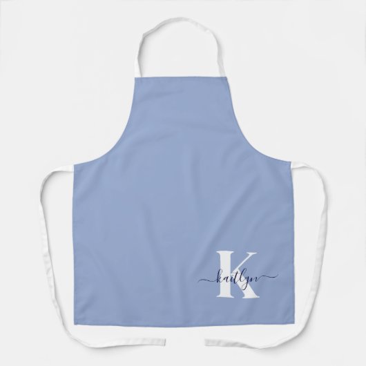 Tablier Monogramme de script bleu moderne (Recto)
