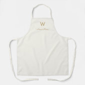 Tablier Monogramme de script d'or ivoire moderne (Recto)