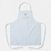 Tablier Monogramme de script en or bleu clair moderne (Recto)