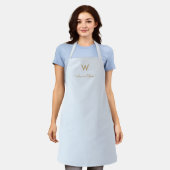 Tablier Monogramme de script en or bleu clair moderne (Porté)
