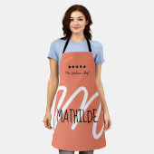 Tablier Monogramme de script moderne rose noir personnalis (Porté)