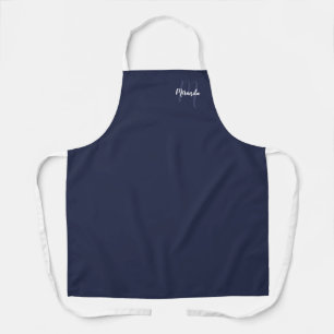 Tablier Monogramme de script personnalisé et nom Navy Blu