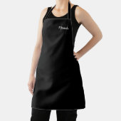 Tablier Monogramme de script personnalisé et nom noir (Insitu)