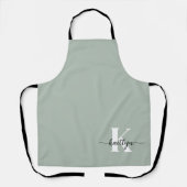 Tablier Monogramme de script vert Sage (Recto)