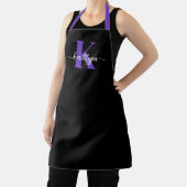 Tablier Monogramme de script violet noir (Insitu)