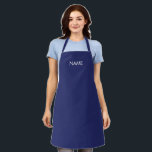 Tablier Monogramme de texte personnalisé bleu marine minim<br><div class="desc">Mini marine bleu et blanc nom personnalisé texte monogramme cuisine Apron. Idéal pour cuisiniers,  chefs,  poteries,  céramiques,  artisanat,  travail,  cuisine,  boulangerie,  barbecue,  grill,  mais aussi pour les entreprises et les magasins,  etc</div>