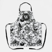 Tablier Monogramme de toile d'Halloween noir et blanc (Recto)