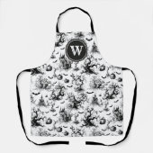 Tablier Monogramme de toile d'Halloween noir et blanc (Recto)