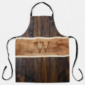 Tablier Monogramme de ton en bois rustique Bande horizonta (Recto)