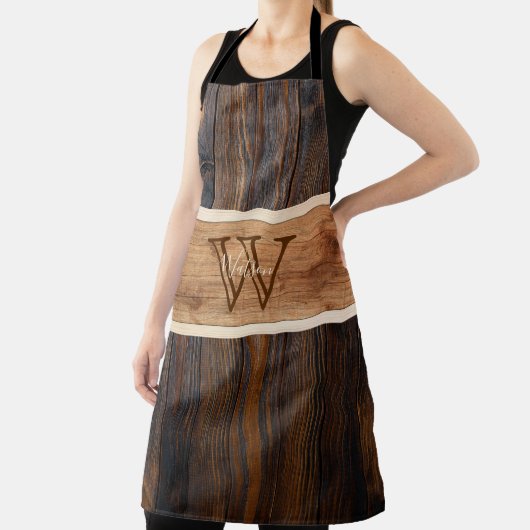 Tablier Monogramme de ton en bois rustique Bande horizonta (Insitu)