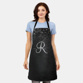 Tablier Monogramme d'étincelle à Parties scintillant noire (Porté)