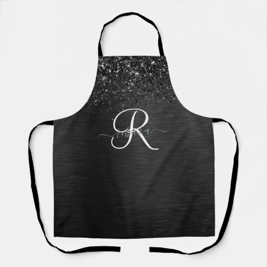 Tablier Monogramme d'étincelle à Parties scintillant noire (Recto)