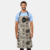 Tablier Monogramme d'oeuf de coq de poulet vintage (Porté)