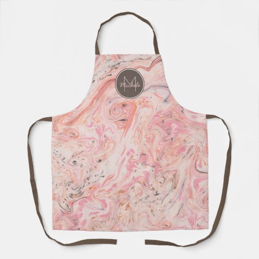 Tablier Monogramme élégant en marbre rose (Recto)