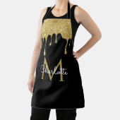 Tablier Monogramme élégant fille script gouttes de paillet (Insitu)