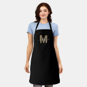 Tablier Monogramme élégant minimaliste moderne en or noir (Porté)