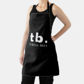 Tablier Monogramme Élégant Minimaliste Noir & Blanc (Insitu)