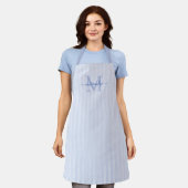 Tablier Monogramme Élégant Nom Rayure Bleue (Porté)