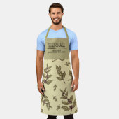 Tablier Monogramme élégant rétro arrière - plan beige Plan (Porté)