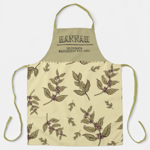 Tablier Monogramme élégant rétro arrière - plan beige Plan