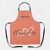 Tablier Monogramme Élégant Rose Blanc Script Meilleur Chef (Recto)