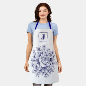 Tablier Monogramme Élégant Rose Bleue Vintage (Porté)