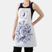 Tablier Monogramme Élégant Rose Bleue Vintage (Insitu)