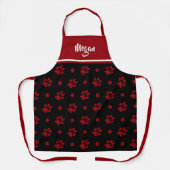 Tablier Monogramme empreintes de pattes noires et rouges e (Recto)