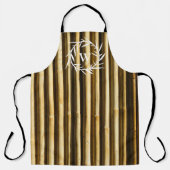 Tablier Monogramme en bambou rustique Lignes verticales Mo (Recto)