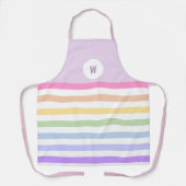 Tablier Monogramme en Blanc Cirque Pastel Arc-en-ciel rayu (Recto)