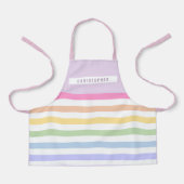 Tablier Monogramme en Blanc Cirque Pastel Arc-en-ciel rayu (Recto)