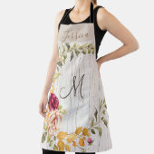 Tablier Monogramme en bois vieilli avec couronne en fleur  (Insitu)