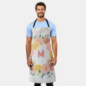 Tablier Monogramme en bois vieilli Rose et couronne d'euca (Porté)