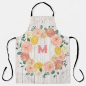 Tablier Monogramme en bois vieilli Rose et couronne d'euca (Recto)
