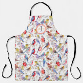 Tablier Monogramme Enchantant Aquarelle Oiseaux Motif (Recto)