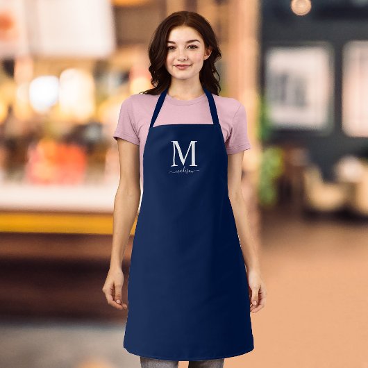 Tablier Monogramme et calligraphie avec couleur modifiable
