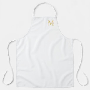 Tablier Monogramme et nom personnalisé blanc et or