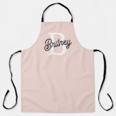 Tablier Monogramme et nom personnalisé moderne Pastel Pink (Recto)