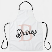 Tablier Monogramme et nom personnalisé moderne Pastel Pink (Recto)