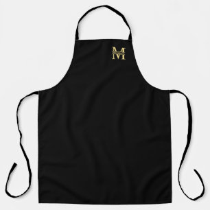 Tablier Monogramme et nom personnalisé noir et or