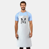 Tablier Monogramme et nom personnalisés blancs (Porté)