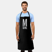 Tablier Monogramme et nom personnalisés modernes (Porté)