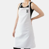 Tablier Monogramme et nom personnalisés noir et blanc avr. (Insitu)