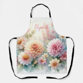 Tablier Monogramme et nom sur Fleurs à l'aquarelle en past (Recto)