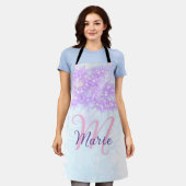Tablier Monogramme étoile pailleté rose violet ajouter let (Porté)