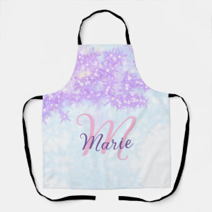 Tablier Monogramme étoile pailleté rose violet ajouter let