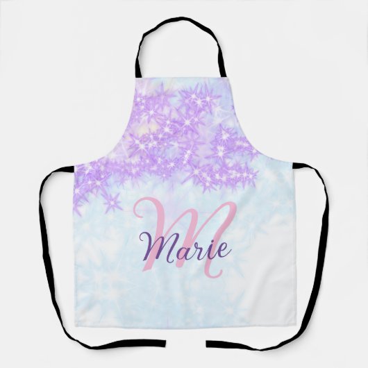 Tablier Monogramme étoile pailleté rose violet ajouter let (Recto)
