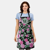 Tablier Monogramme Eucalyptus Rose Aquarelle Design (Porté)